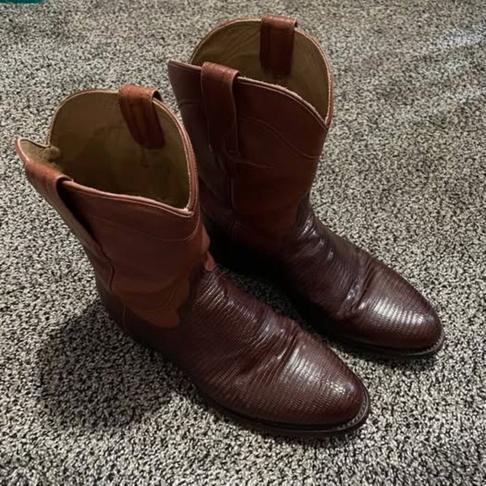 Tecovas Men's "The Nash" Lizard Roper Boots – Bourbon Brown Size 8